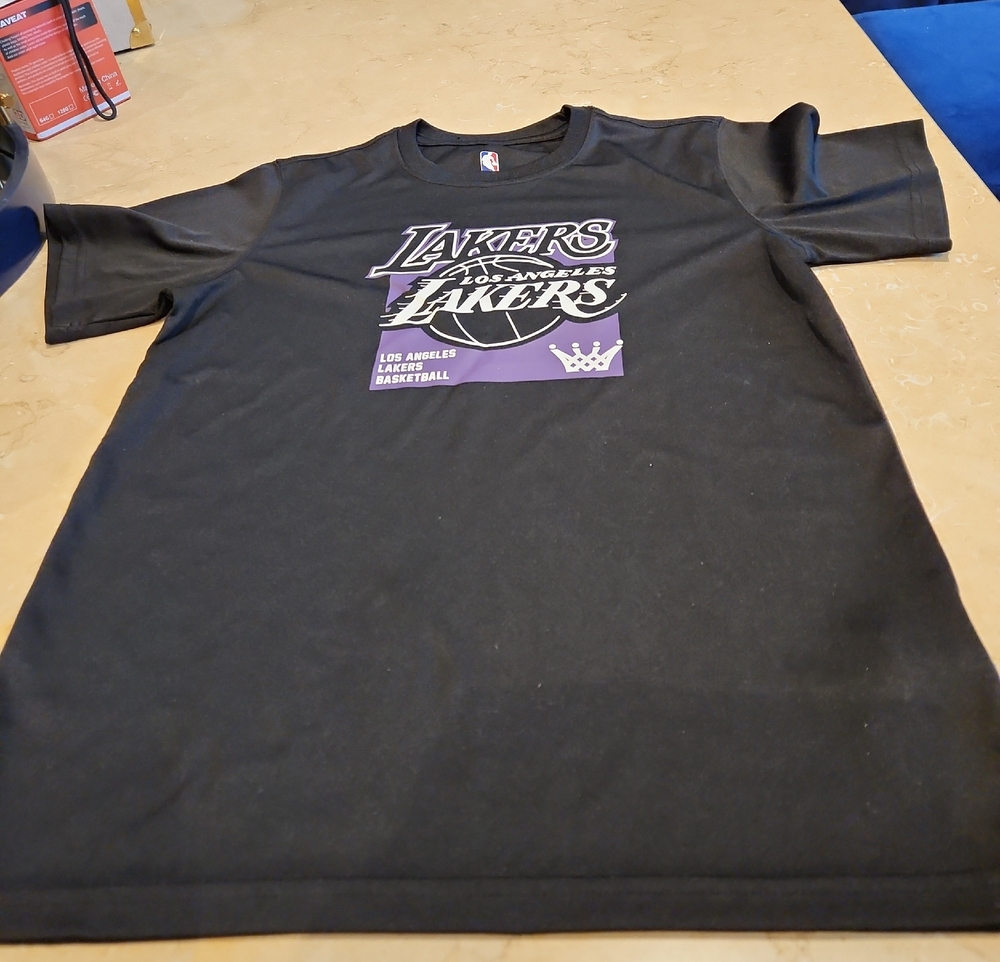 NBA Los Angeles Lakers Black and Purple Logo Tee for Kids